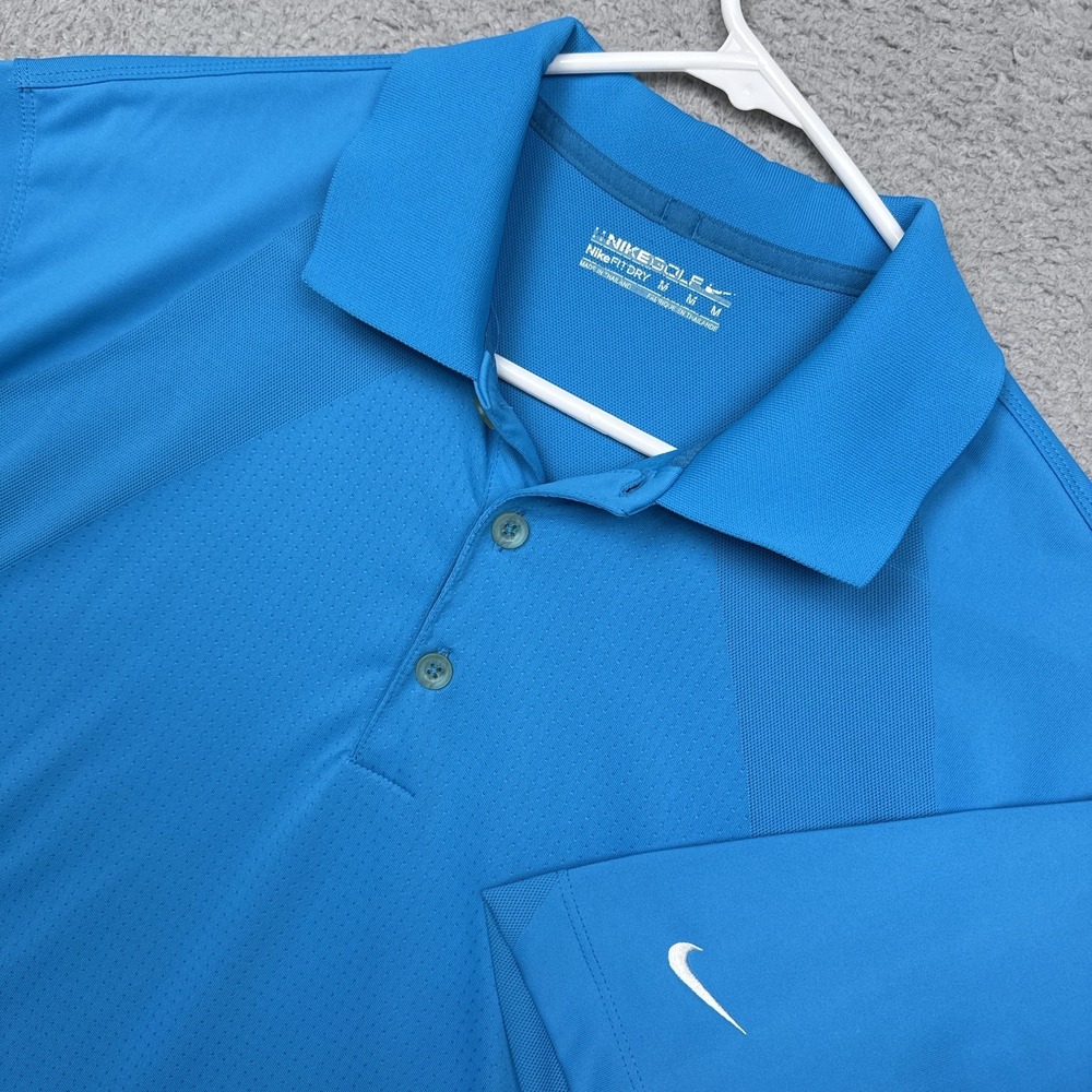 Nike Golf Shirt Mens Medium Blue NikeFIT Dry Short Sleeve Performance Golf Polo